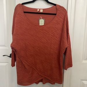 NWT. Anthropologie 3/4 length sleeve blouse. Size L.